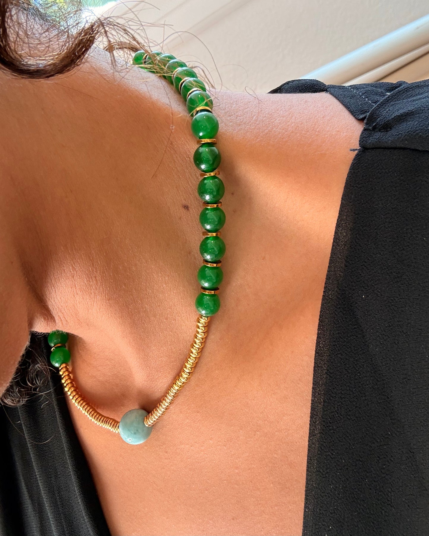 Jade & Larimar pedant necklace