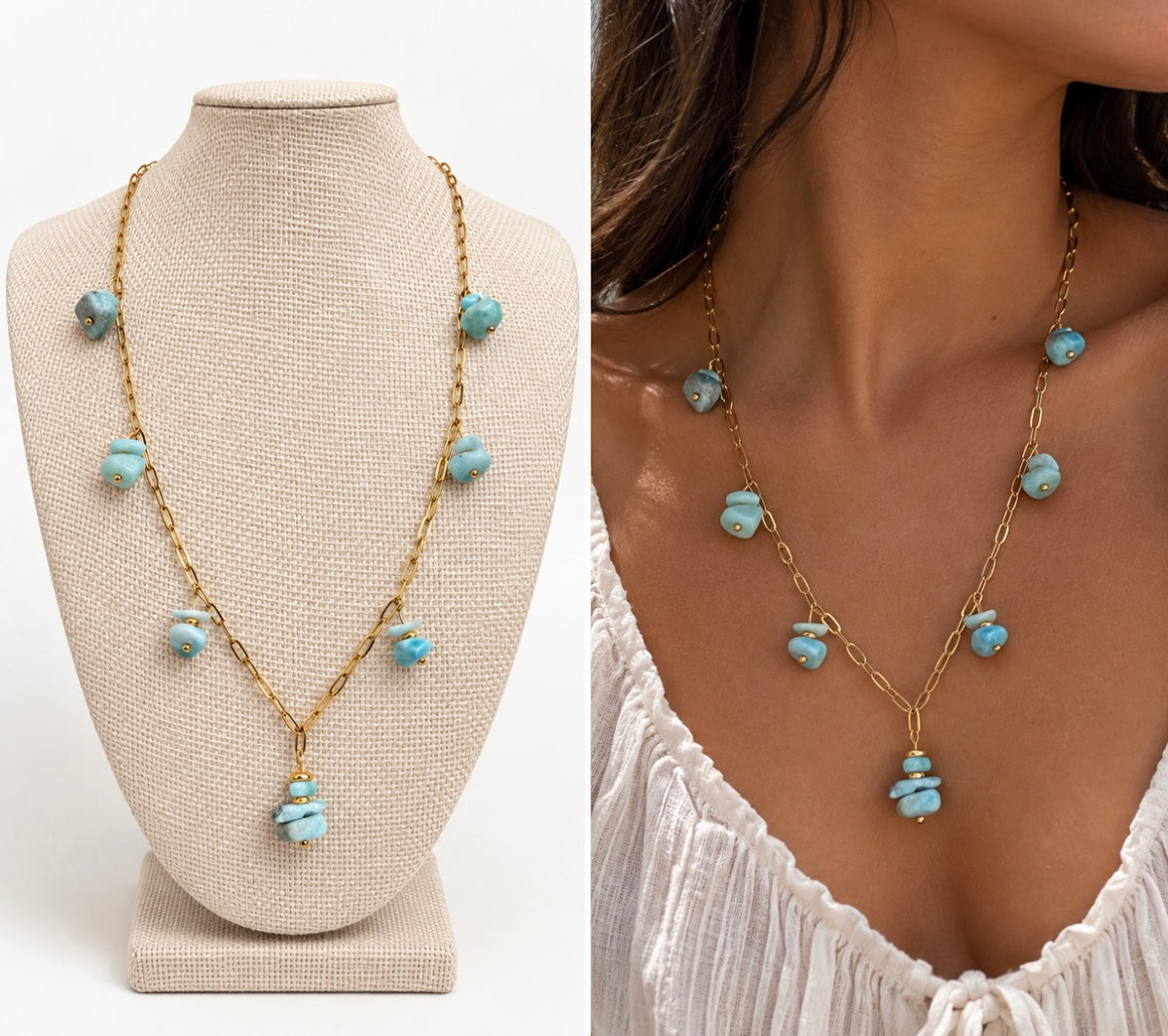 Larimar Waterfall necklace