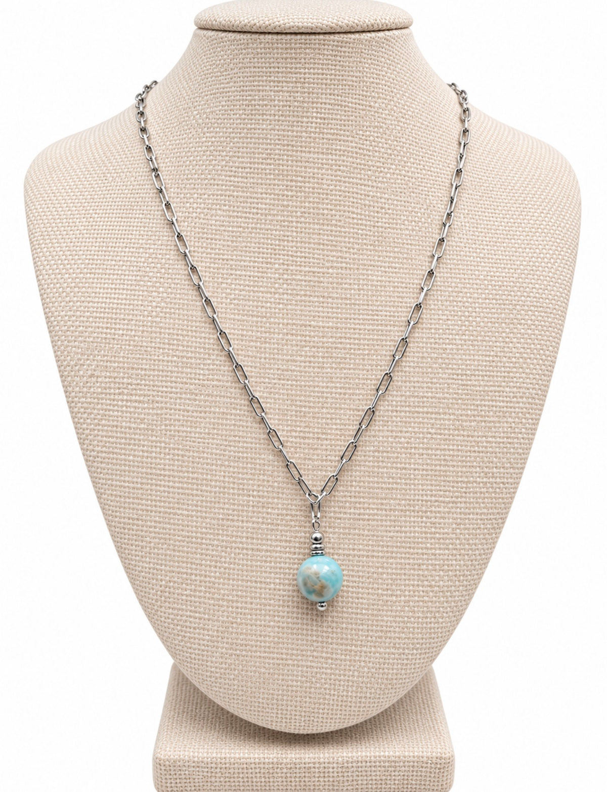 Larimar stainless steel pedant chain