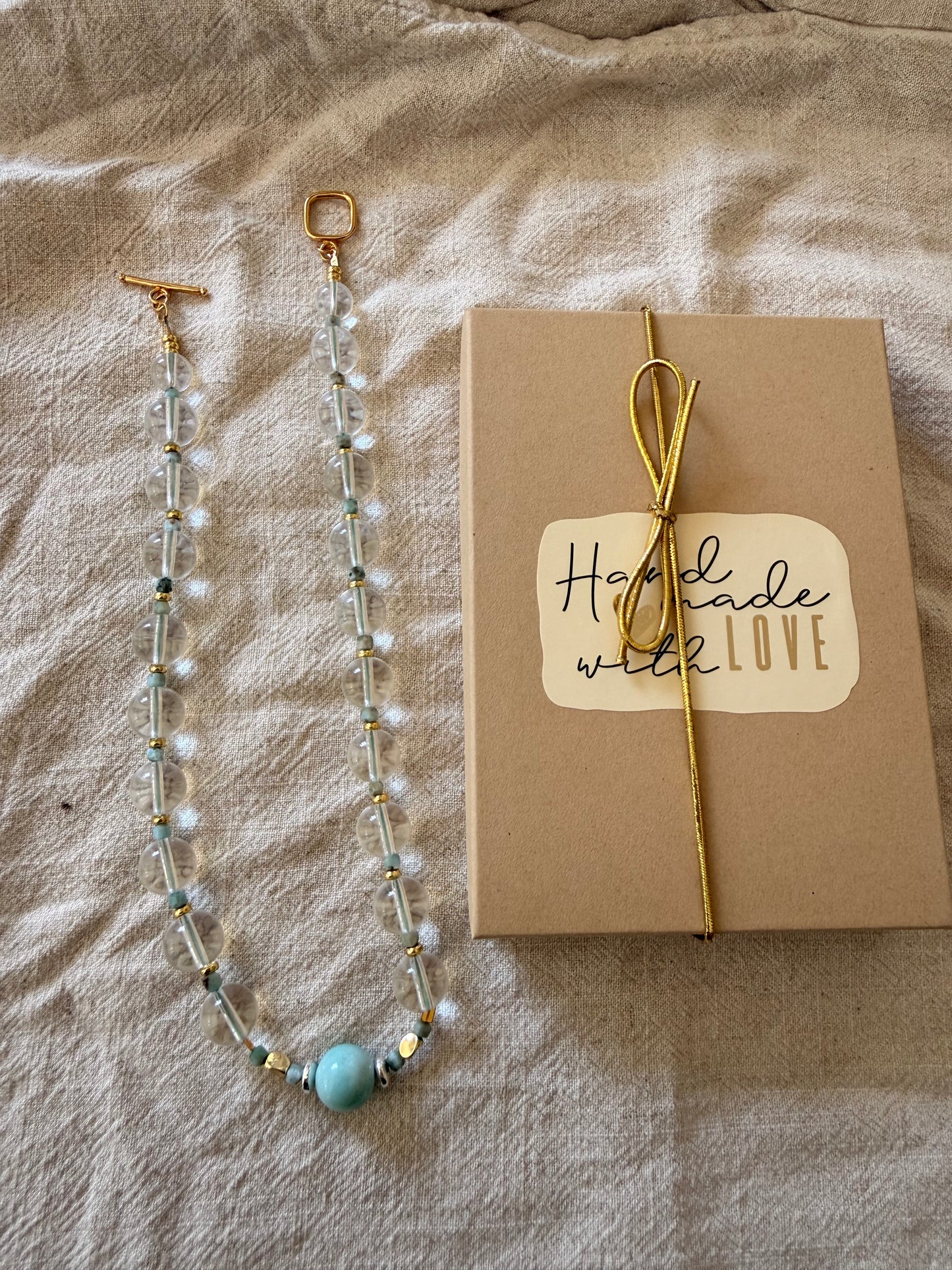 Brazilian quartz larimar necklace