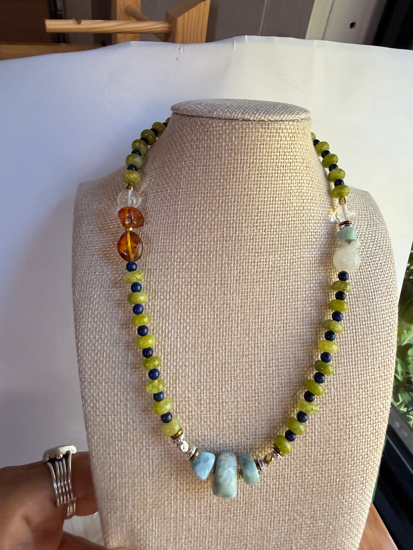 Larimar, Jade, Ambar necklace