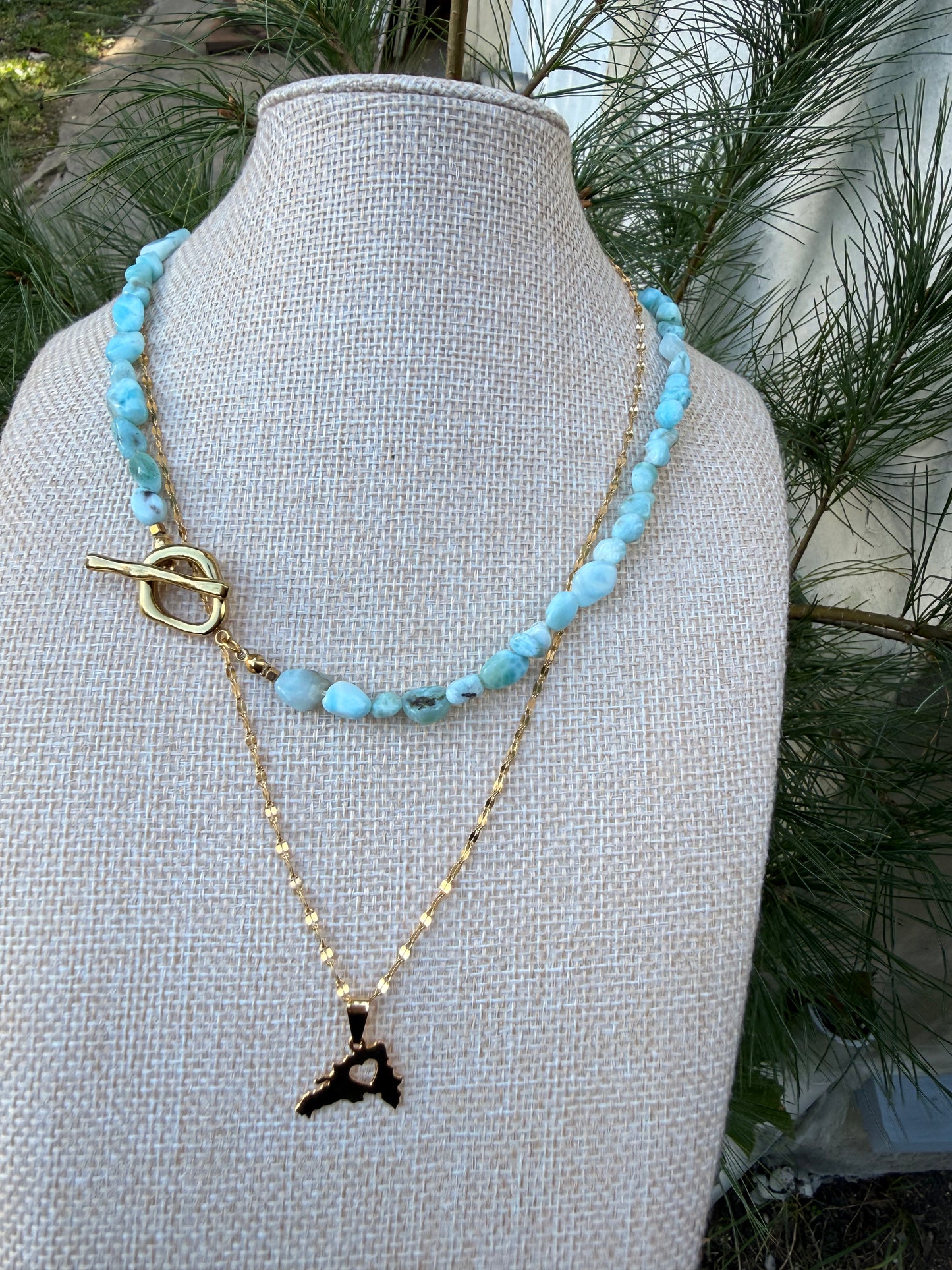 Stainless steel & Larimar set