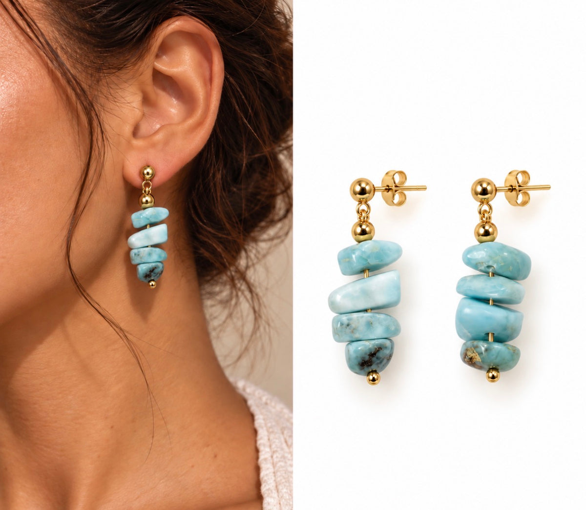 Larimar waterfall earrings