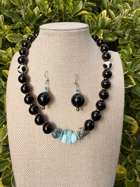 Black Onyx Larimar set