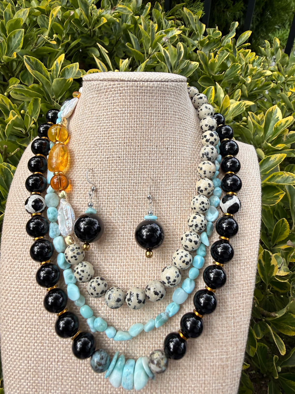 Black Onyx Larimar set