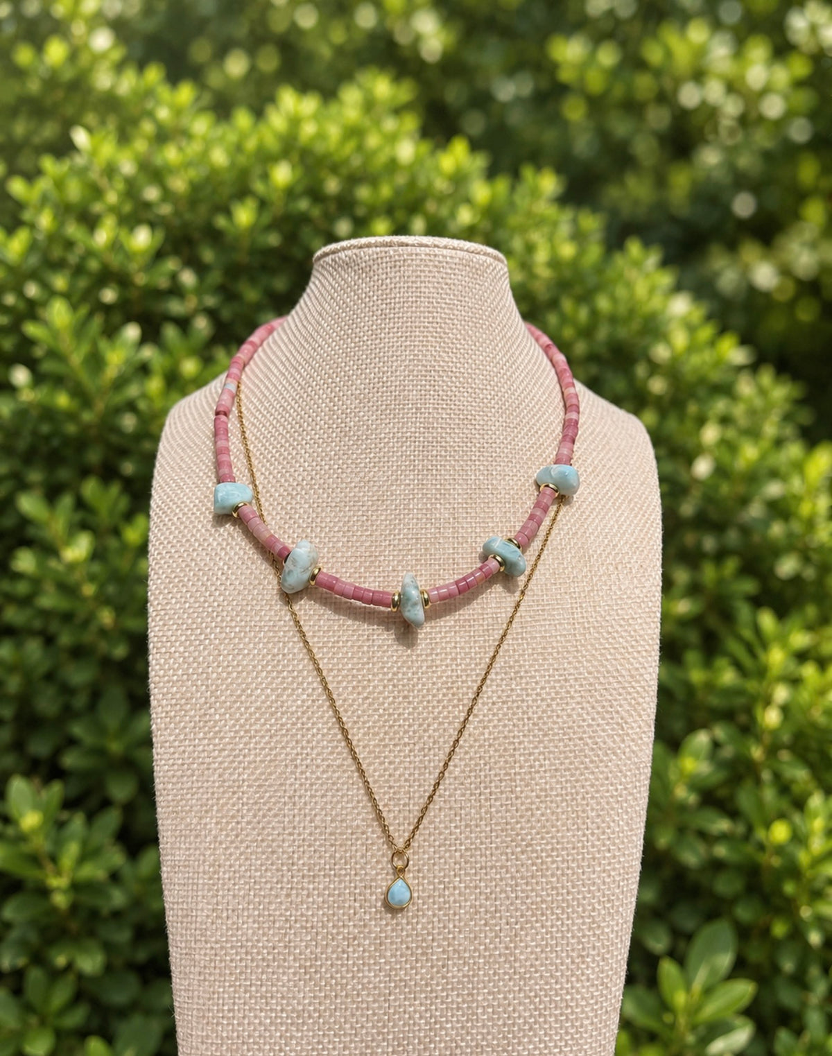Rhodonite & Larimar necklace
