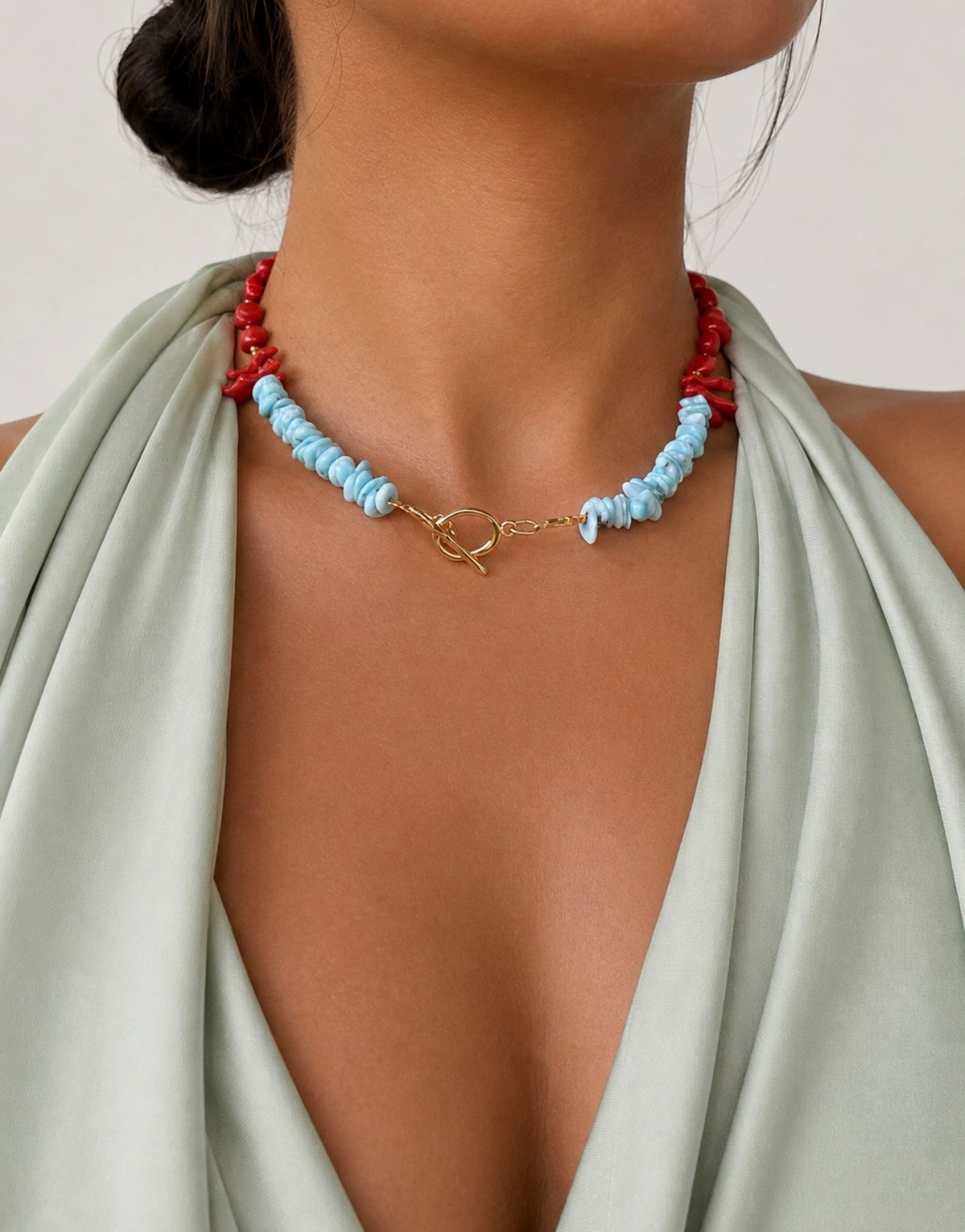 Larimar Red Coral chocker N.1