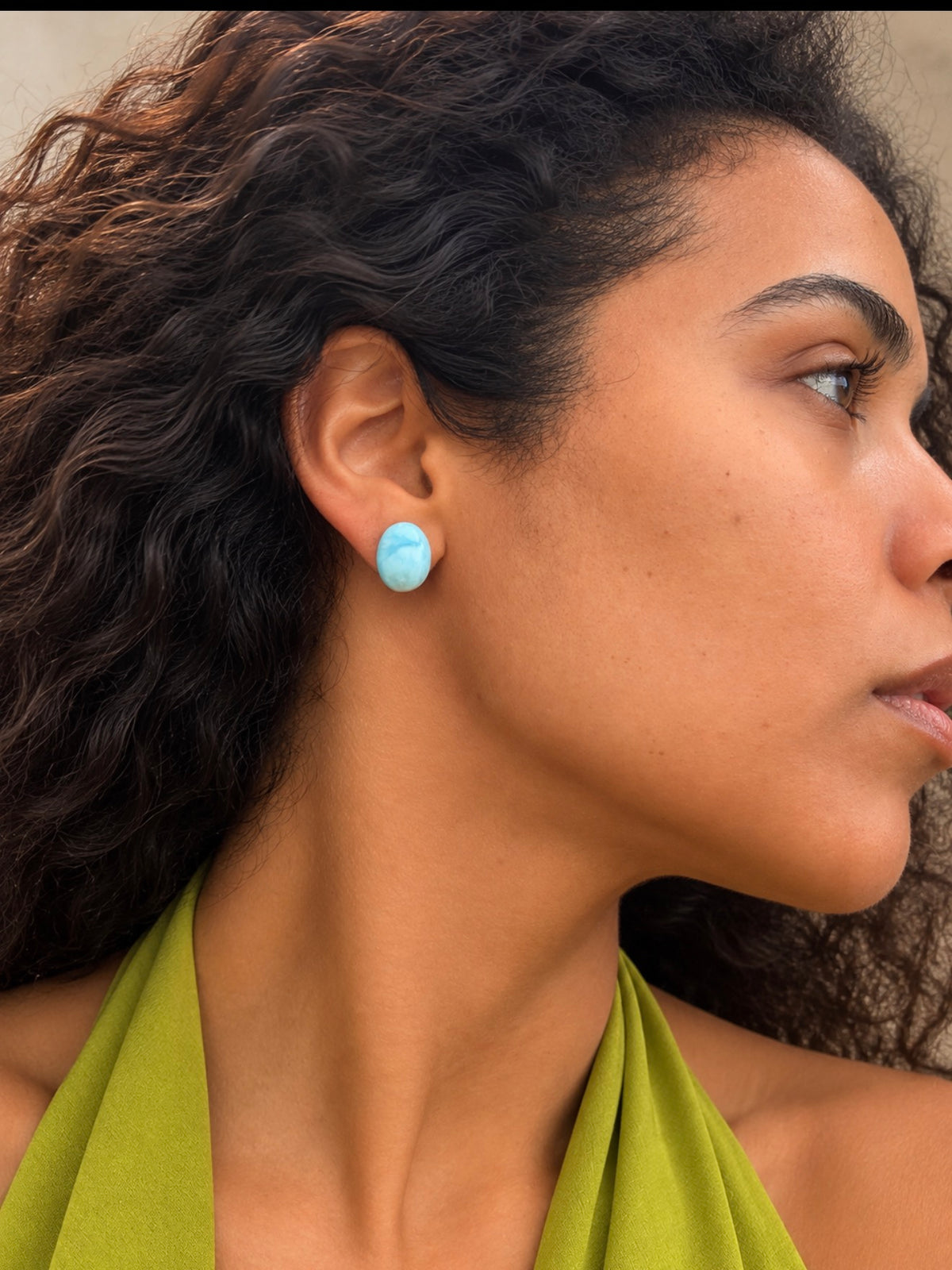 Oval Larimar studs