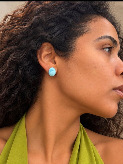 Oval Larimar studs