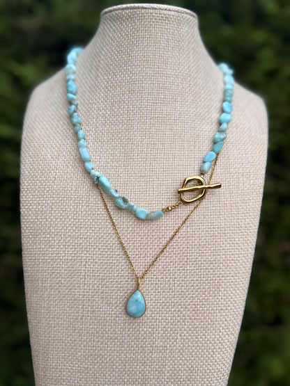 Larimar pedant chain