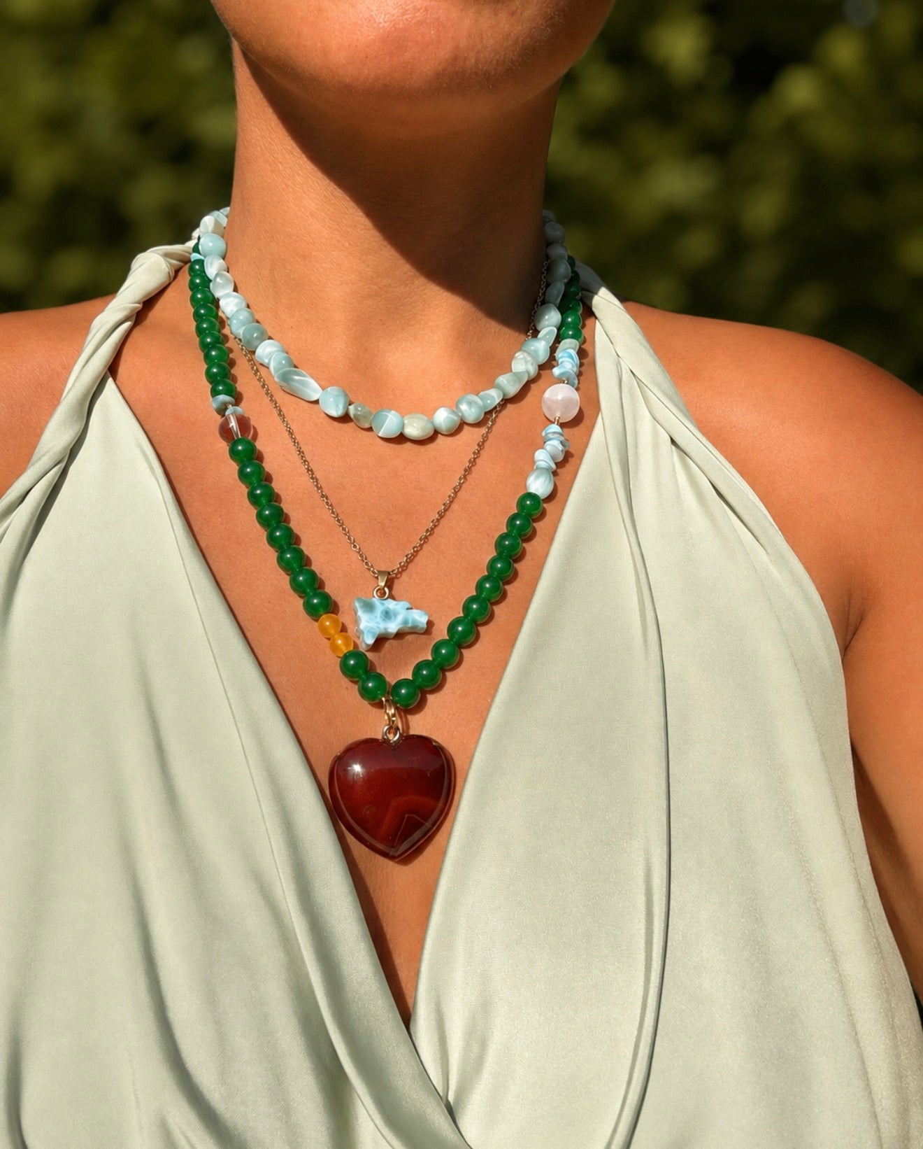 Jade multi stone necklace