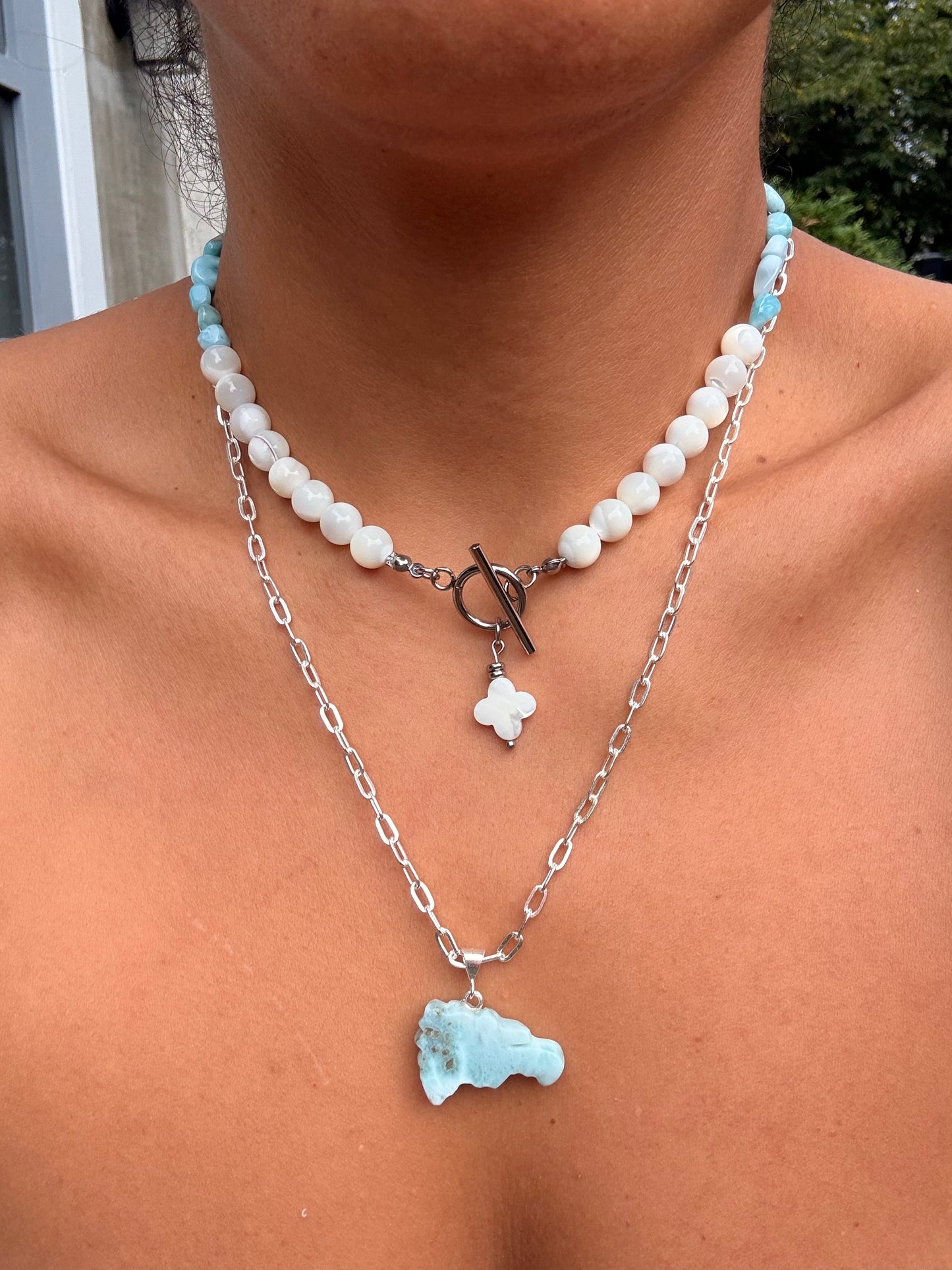 Larimar & Mother of Pearl chocker