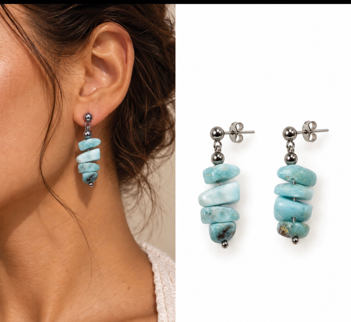 Larimar waterfall earrings