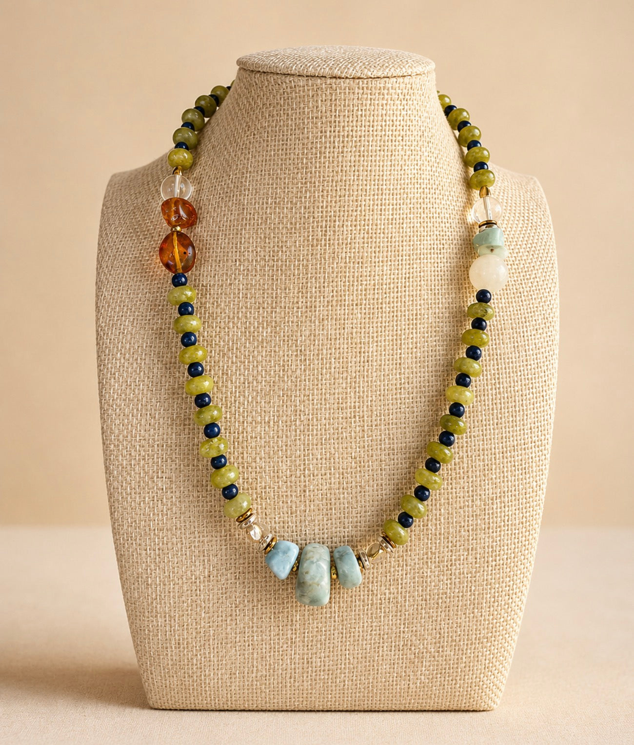 Larimar, Jade, Ambar necklace