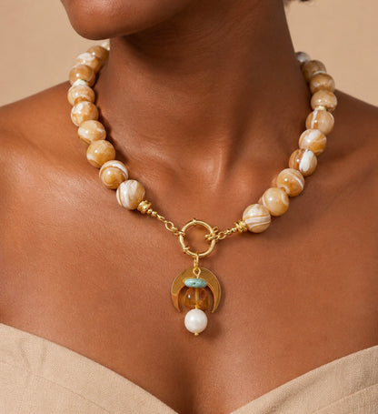 Mother pearl Larimar necklace