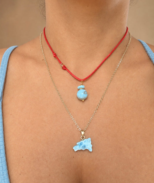 Red cord 12MM Larimar pedant