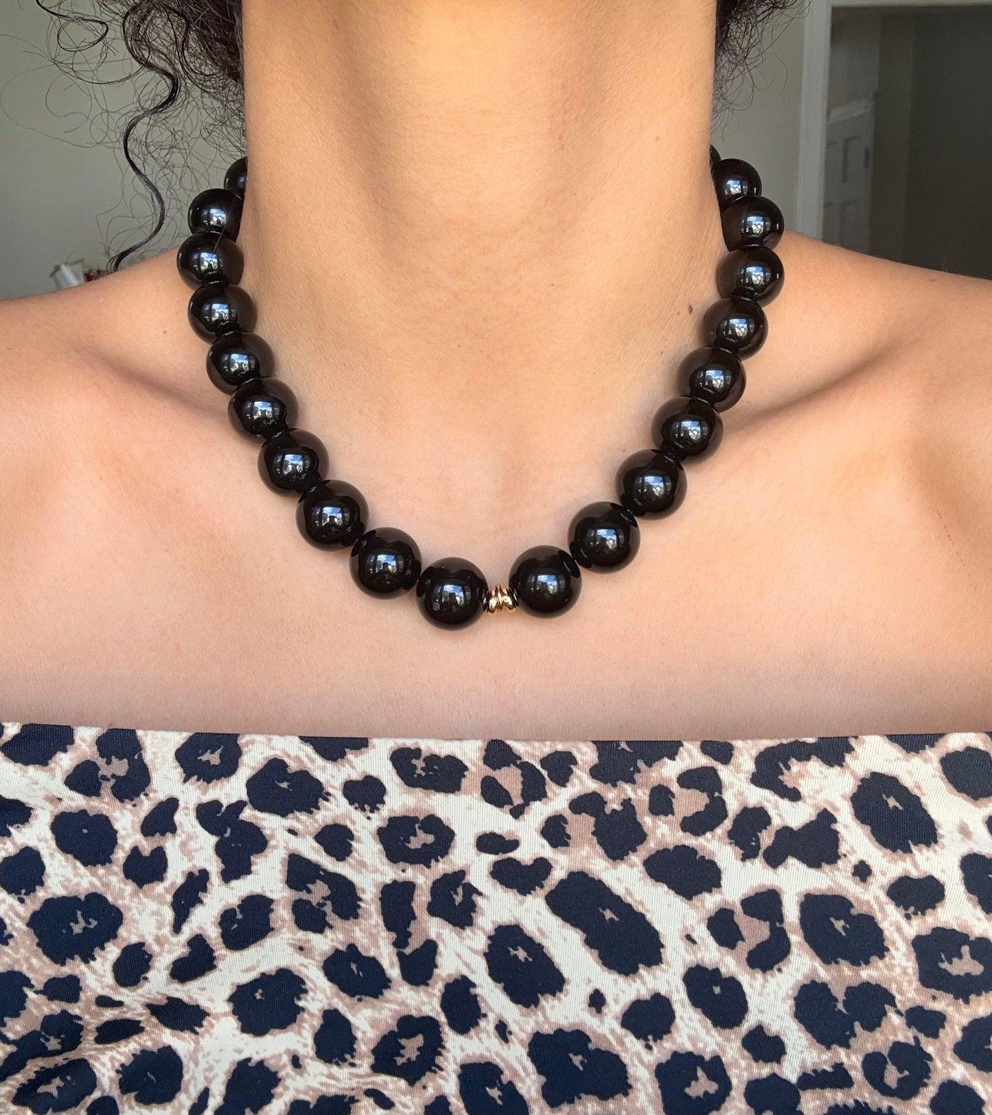 Black onyx Dalmatian Jasper Necklace