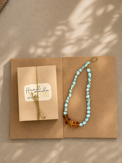 Dominican Amber Larimar Necklace