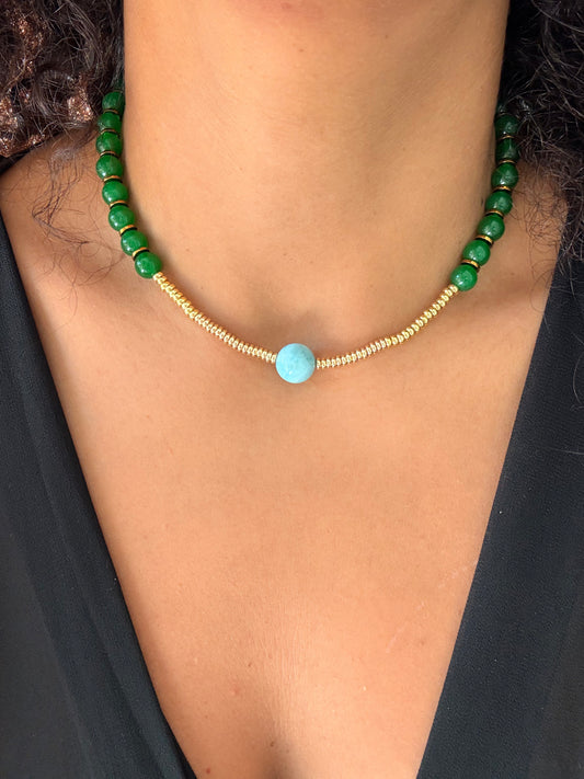 Jade & Larimar pedant necklace
