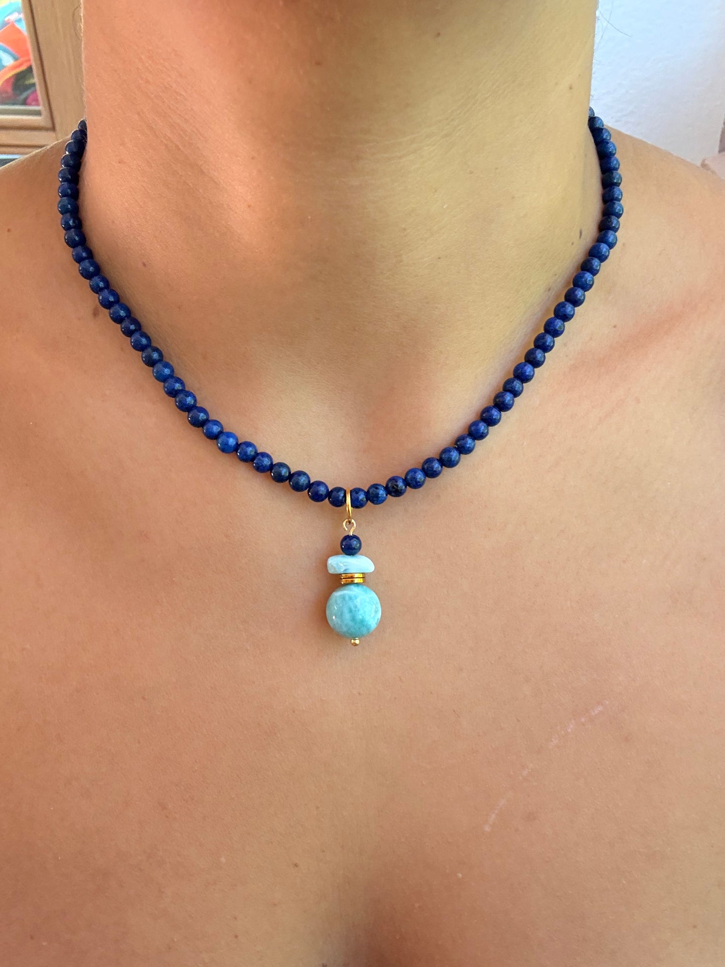 Lapis Lazuli /Larimar pedant necklace