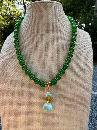 Jade / Amber Larimar necklace