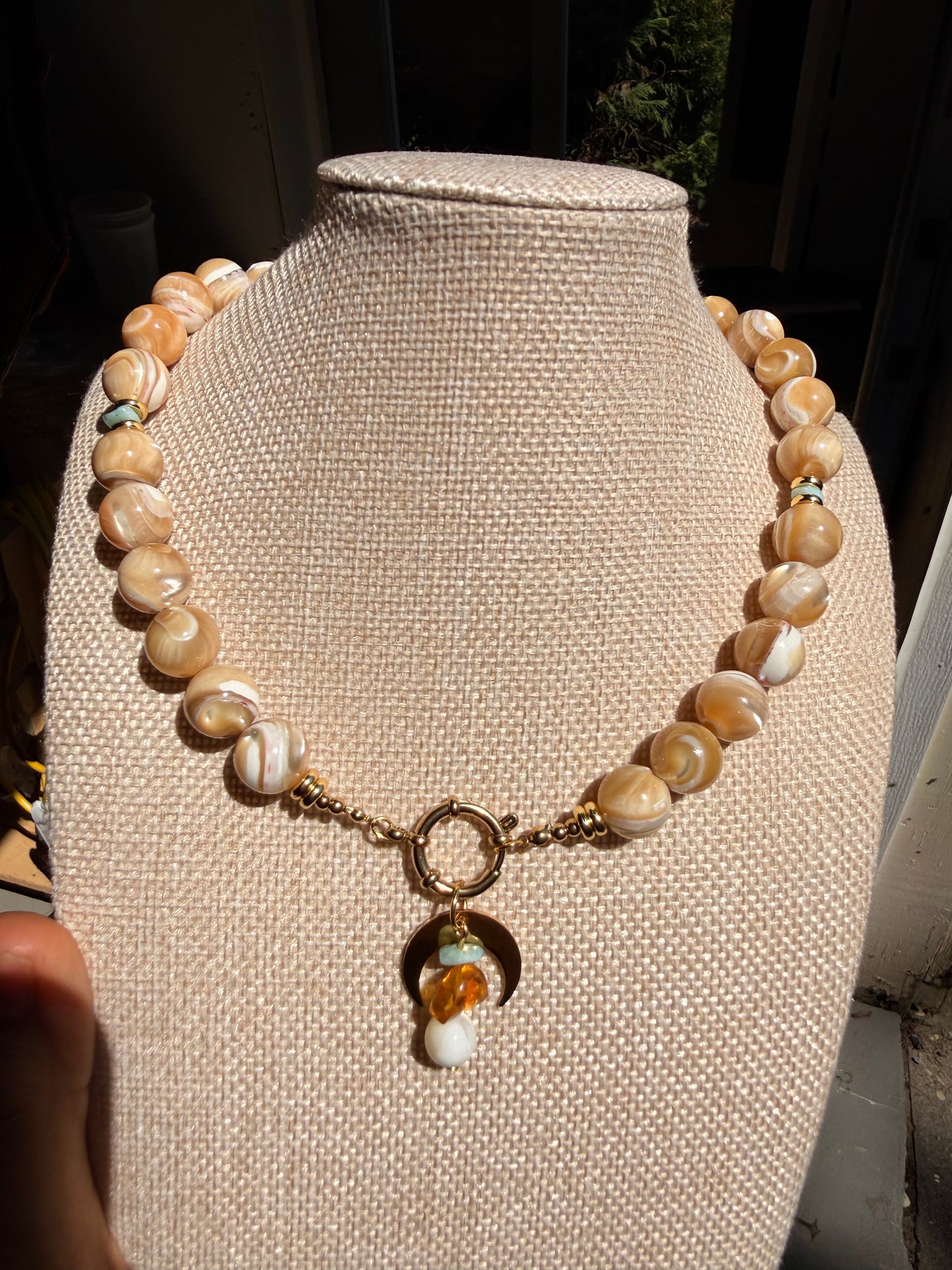 Mother pearl Larimar necklace