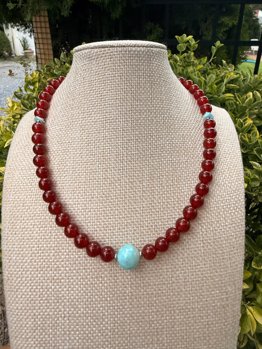 Carnelian.  & Larimar pedant