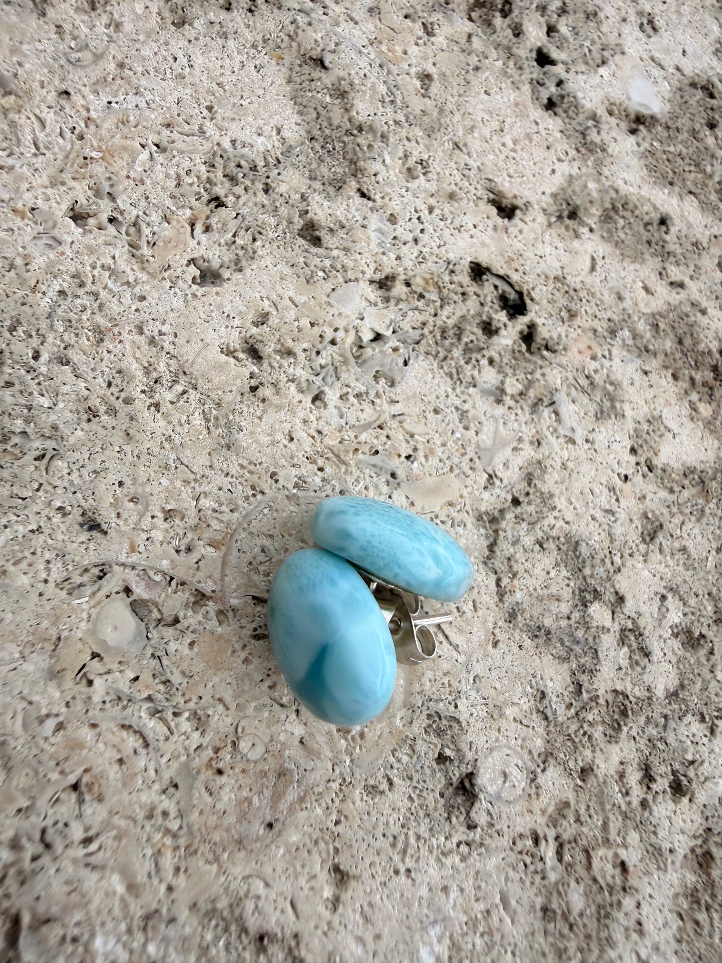 Oval Larimar studs