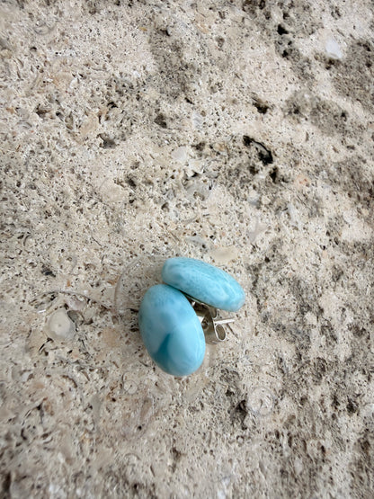 Oval Larimar studs