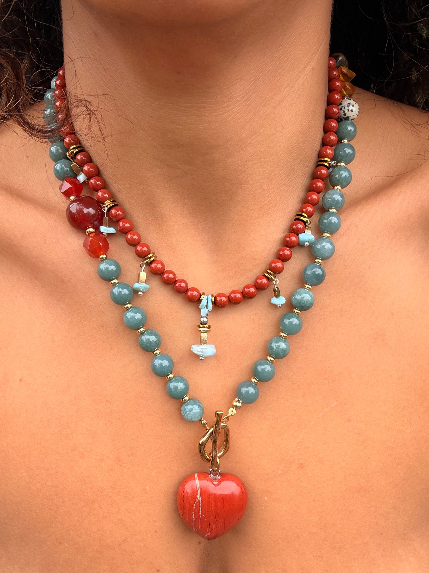 Jadeite Jade & Red Jasper set