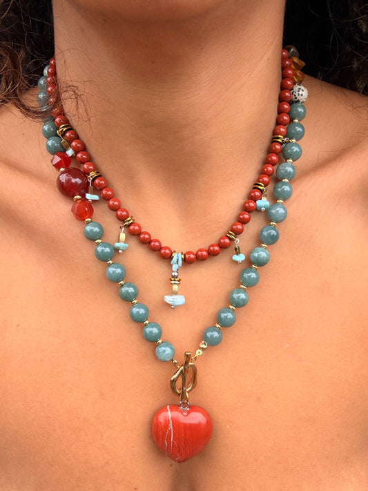 Jadeite Jade & Red Jasper set