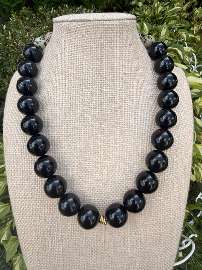 Black onyx Dalmatian Jasper Necklace