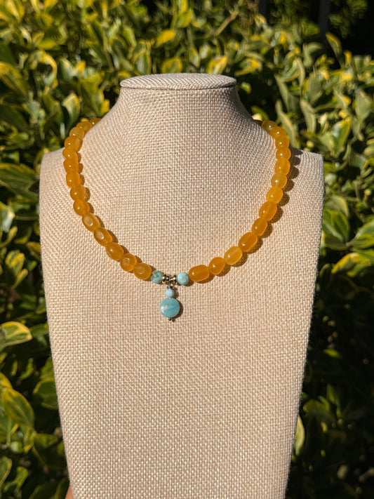 Lemon Jade & Larimar necklace