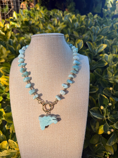 Larimar chocker with map pedant