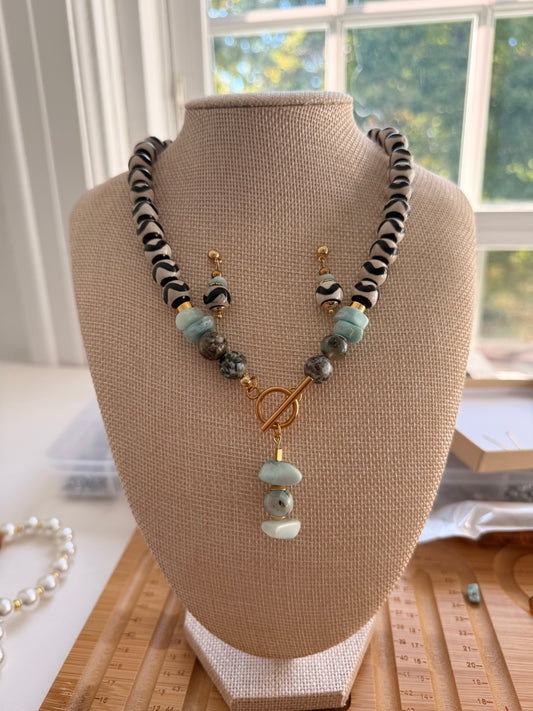 Agate & Larimar Necklace