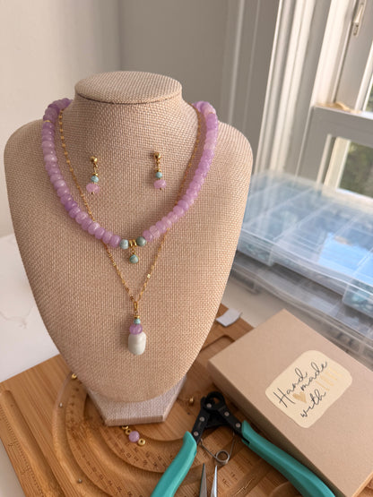 Larimar & Dyed Jade necklace set