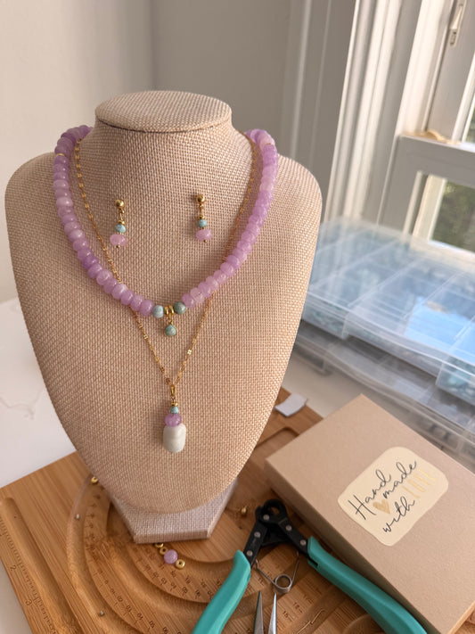 Larimar & Dyed Jade necklace set