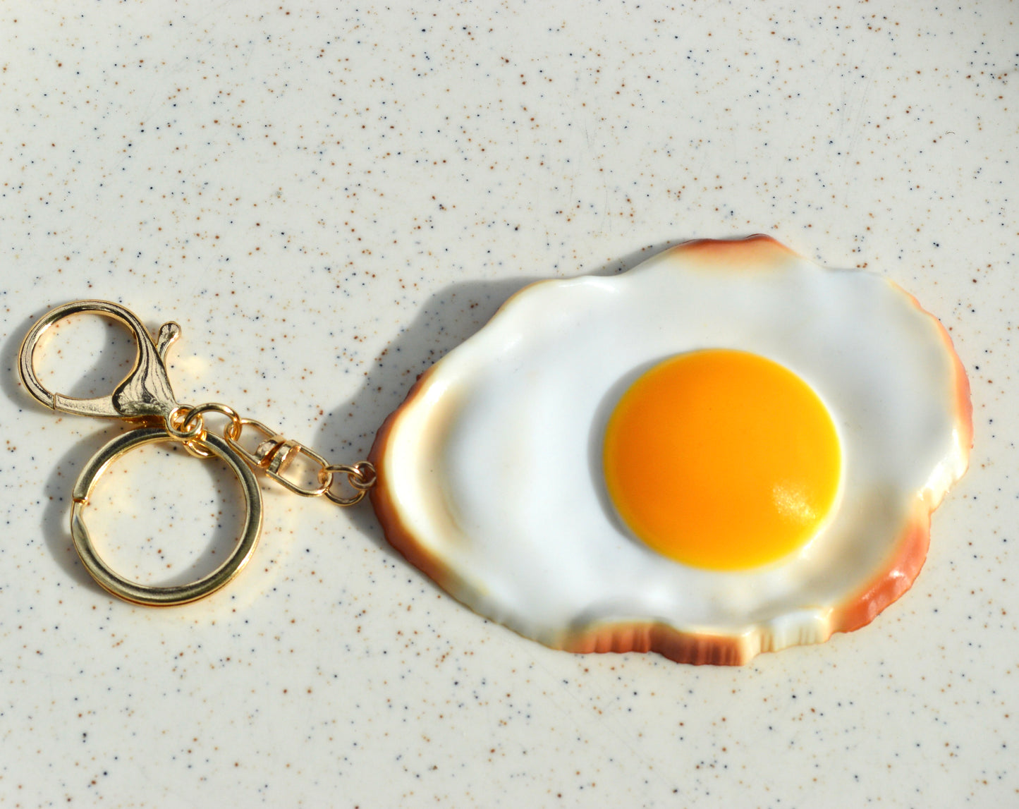 Fried egg bag charm