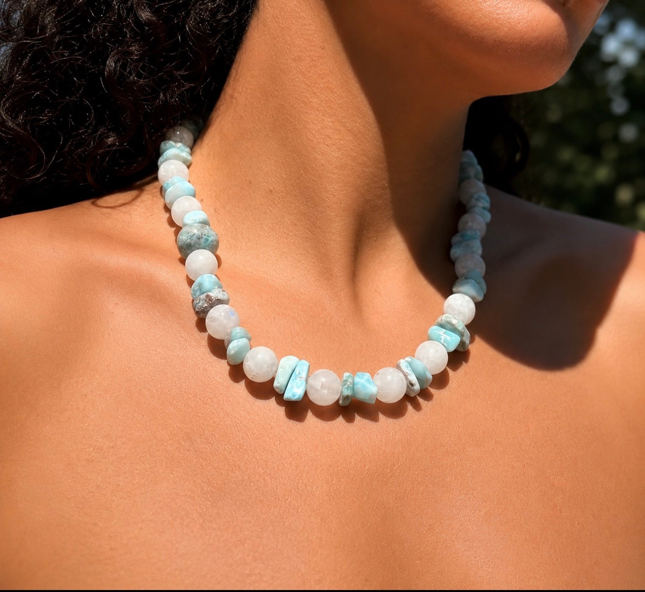 Dominican Larimar/moonstone necklace