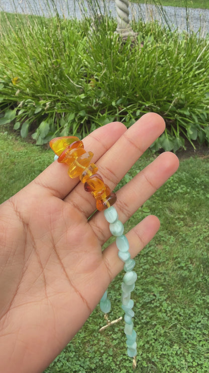 Dominican Amber Larimar Necklace
