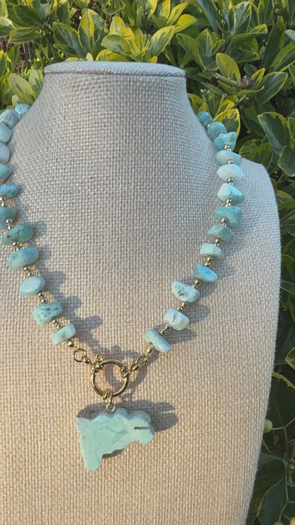 Larimar chocker with map pedant