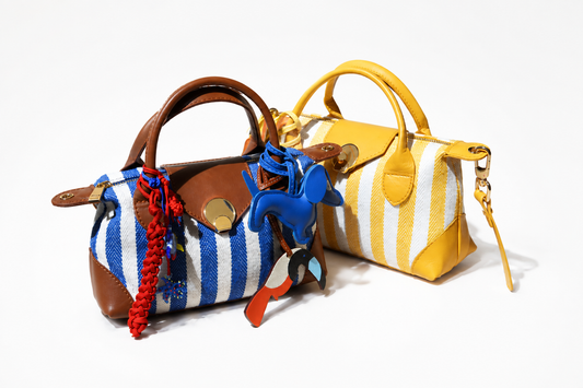 Stripped handbag yellow